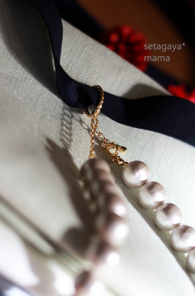 setagaya*mamaオンラインストア第2弾 今流行りの Cotton Pearl コットンパールネックレス リボン | ファッション